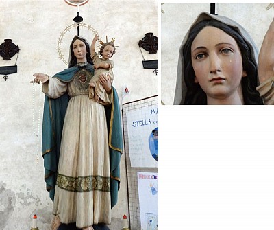 意大利中世紀教堂裡 流淚的聖母塑像